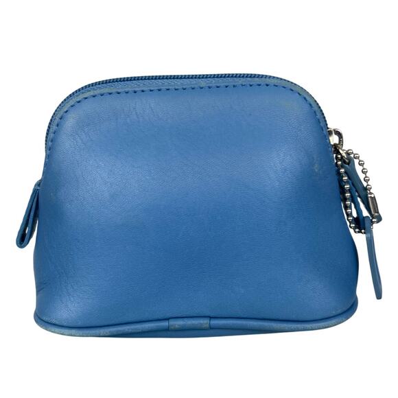 Vintage Coach Blue Soft Leather Cosmetic Case Zip Pouch - Picture 2 of 12